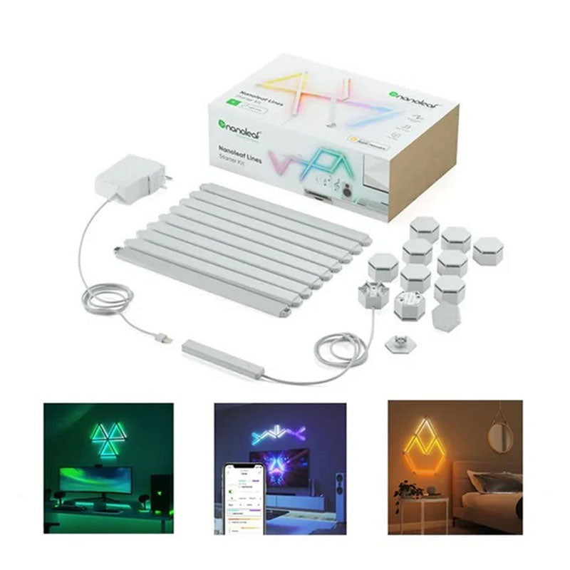 Nanoleaf Lines - RGBW Smarter Kit With 16M+ Colors, Dimmable Gaming and Home Decor Wall Lights (15 LED Light Lines) Nanoleaf Lines - RGBW Smarter Kit With 16M+ Colors, Dimmable Gaming and Home Decor Wall Lights (15 LED Light Lines)